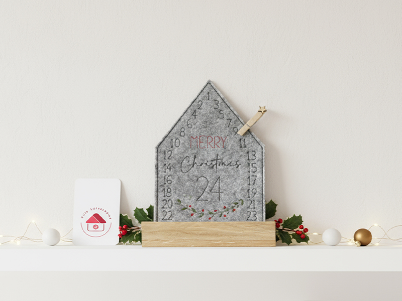 Adventskalenderhaus aus Filz Merry Christmas - ITH-Stickdatei